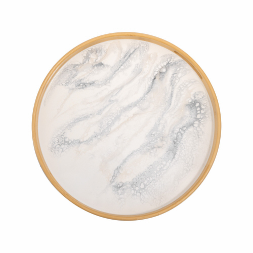 Round Bamboo Tray Marble by Lynn & Liana