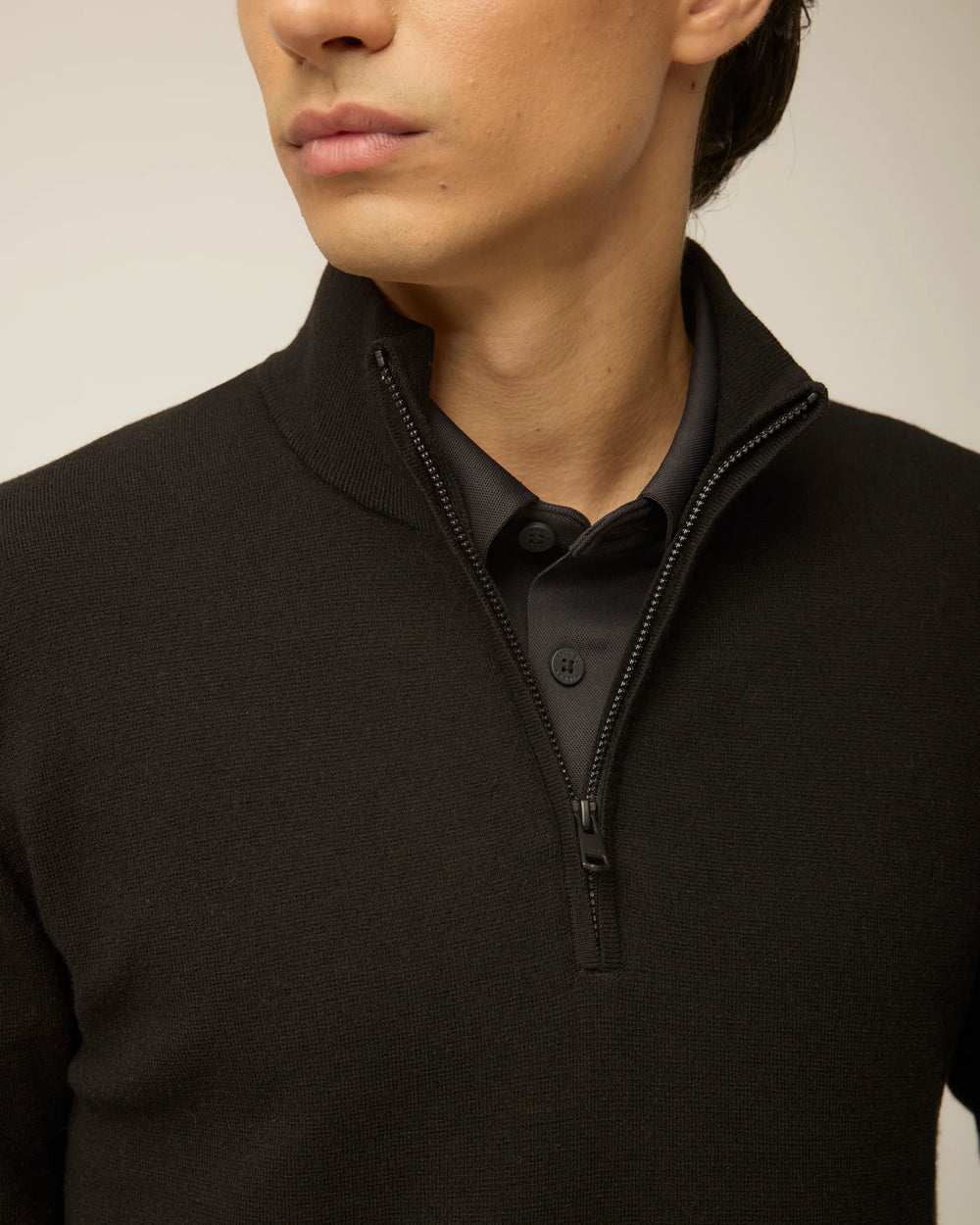 Tilley Mens Stretch Merino 1/4 Zip Black