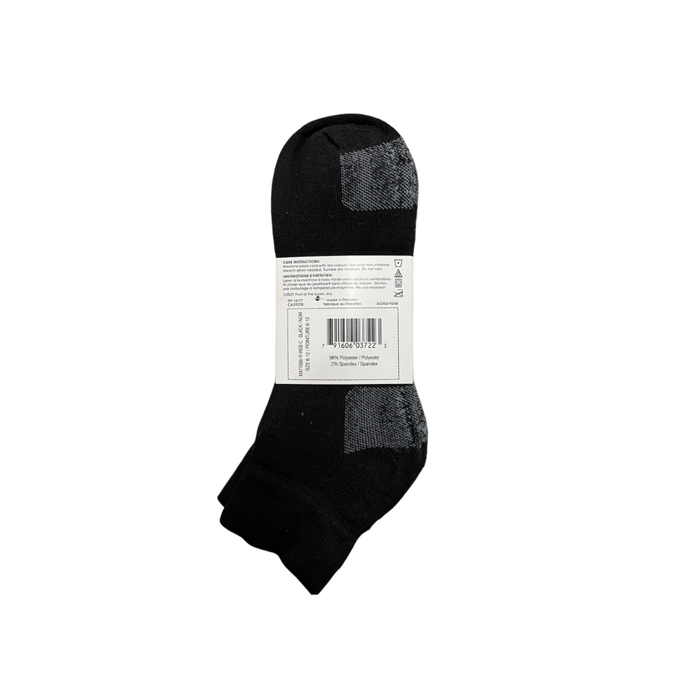 Men's Fruit of the Loom Ankle Crew Socks 6PK - Black