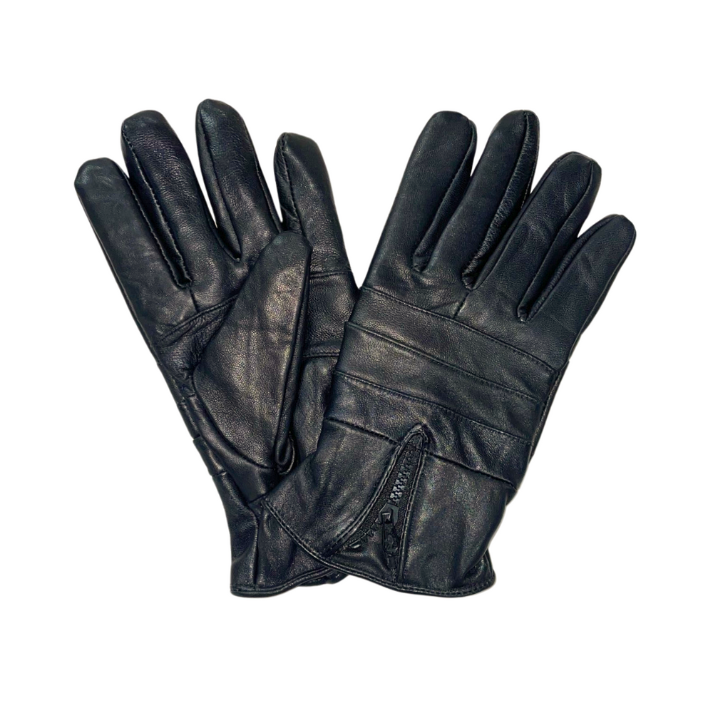 Men's Black Leather Winter Gloves