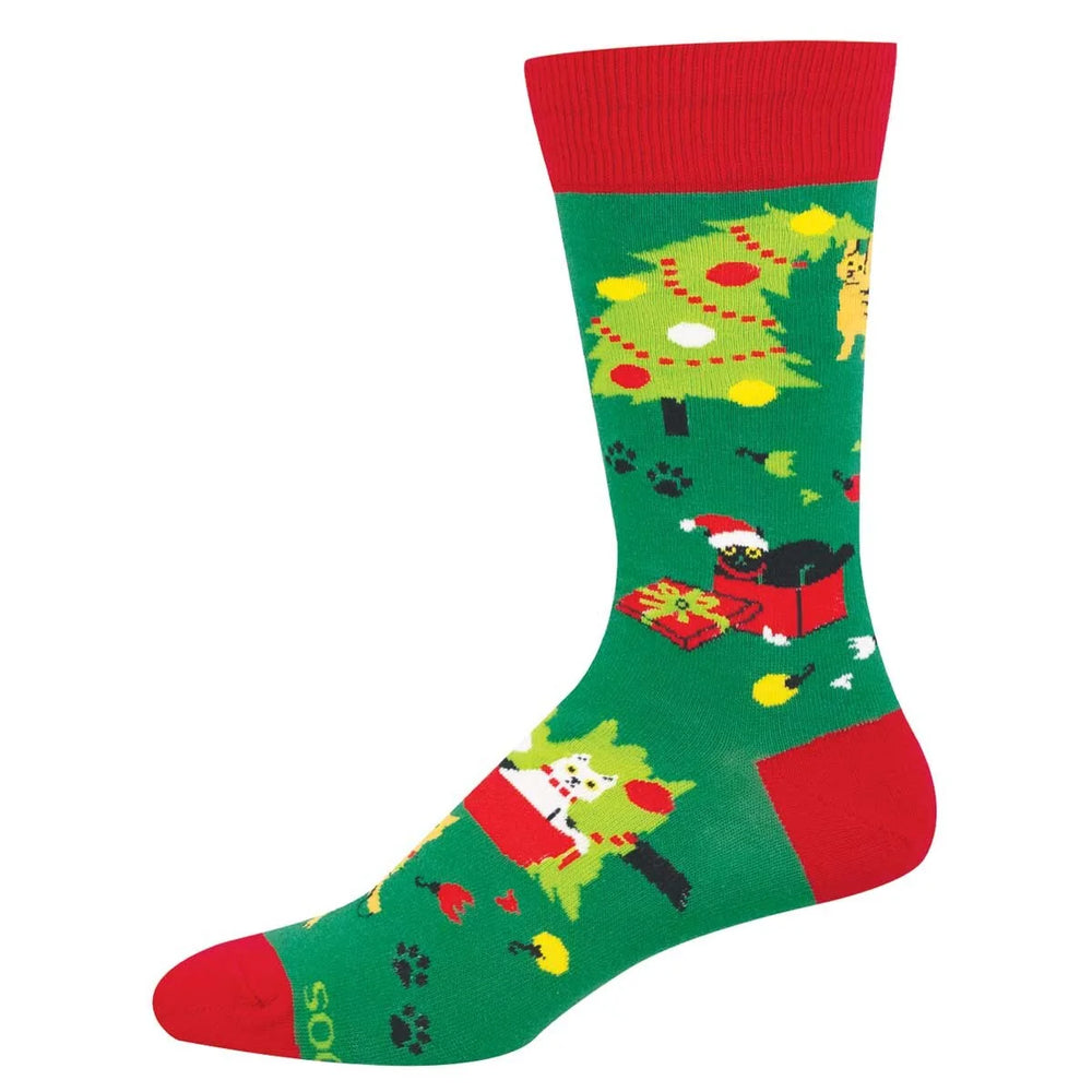 Socksmith Kitty Christmas Chaos - Green