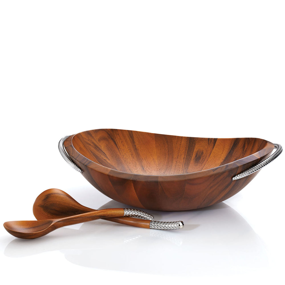 Nambé Braid Salad Bowl W/ Servers