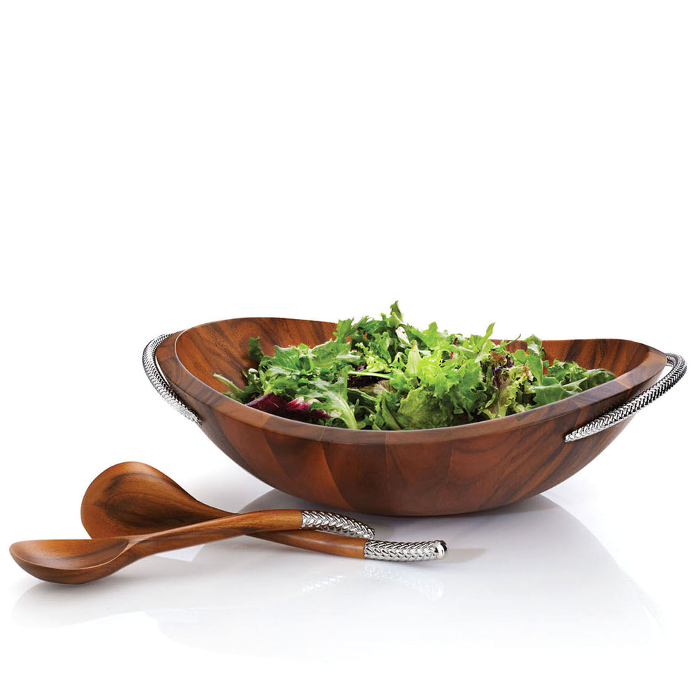 Nambé Braid Salad Bowl W/ Servers