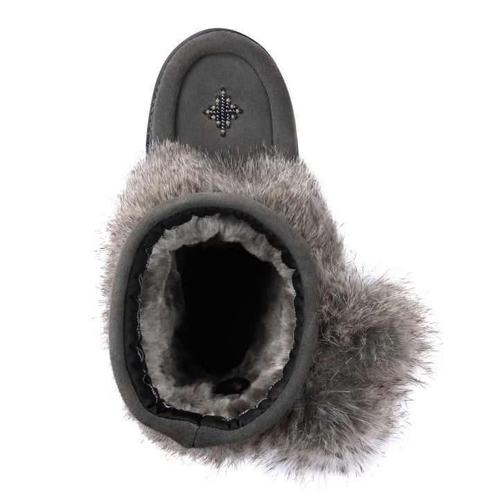 Manitobah Kids Snowy Owlet Suede Mukluk Charcoal