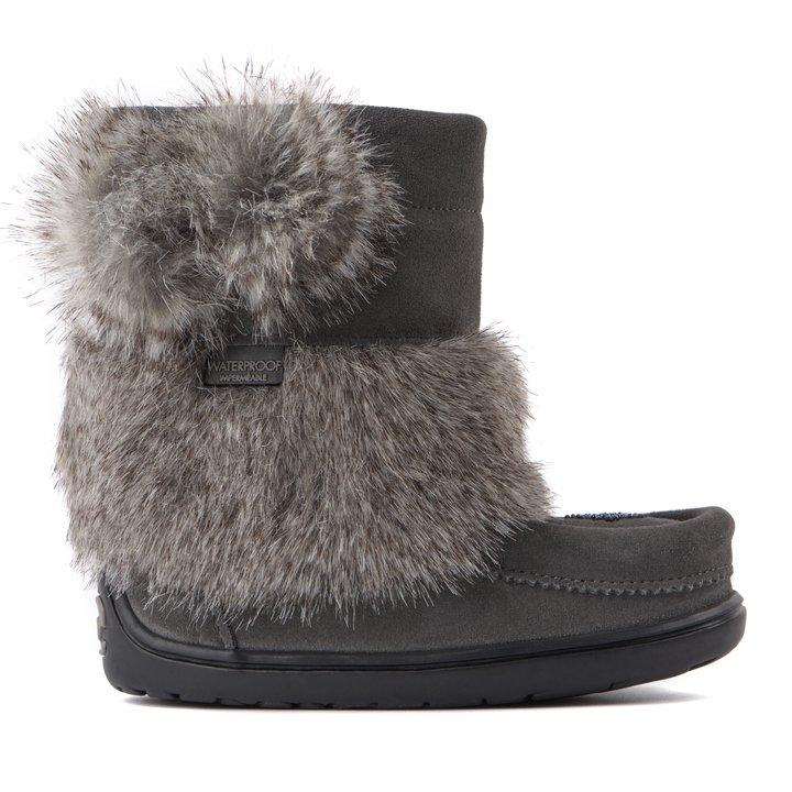 Manitobah Kids Snowy Owlet Suede Mukluk Charcoal