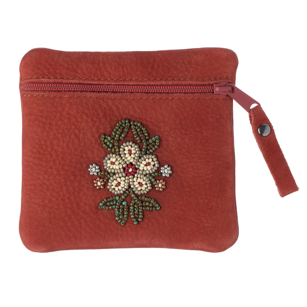 Manitobah Floret Beaded Coin Purse Red Clay