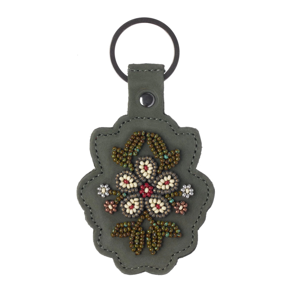 Manitobah Floret Beaded Keychain Forest Green