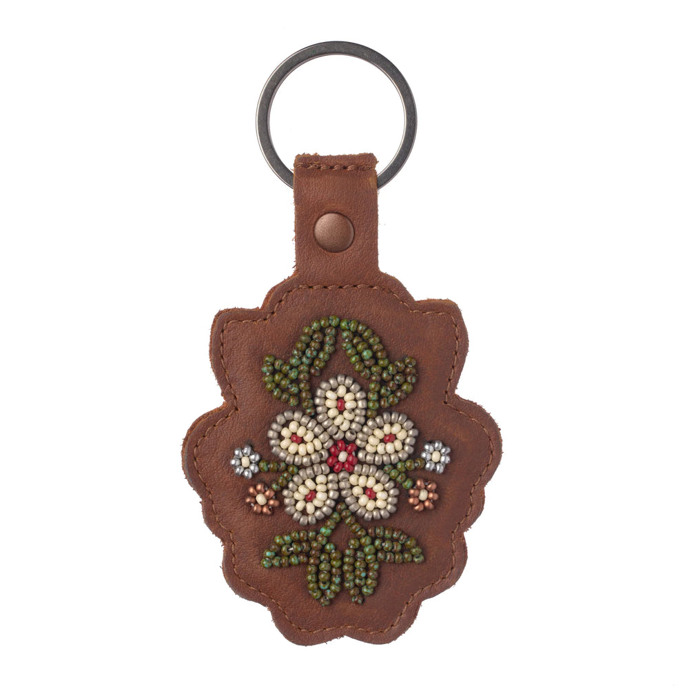 Manitobah Floret Beaded Keychain Tobacco