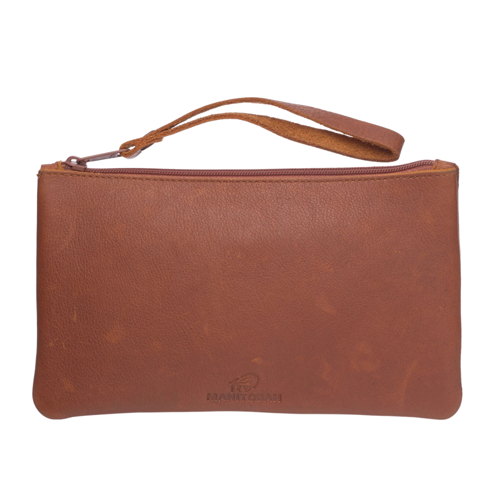 Manitobah Floret Beaded Wristlet Bag Tobacco