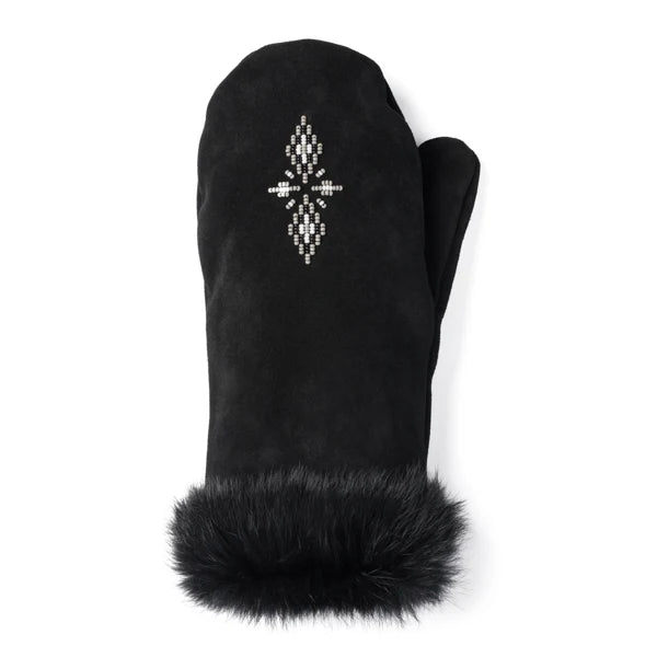 Manitobah Fur Trim Mitt Black