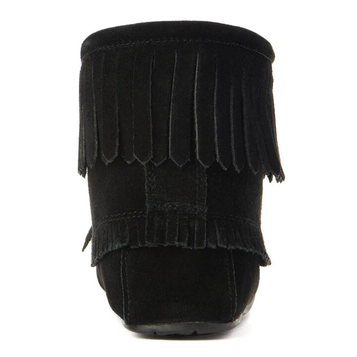 Manitobah Harvester Lined Suede Moccasin Black