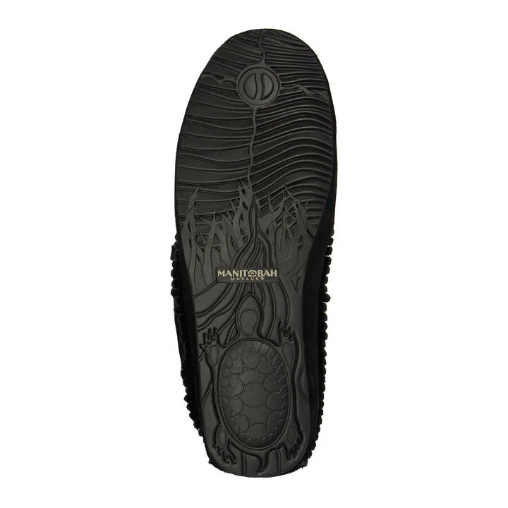 Manitobah Harvester Lined Suede Moccasin Black
