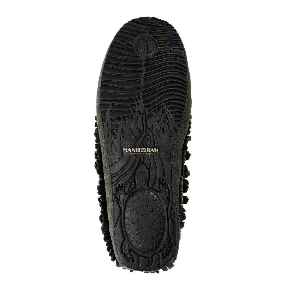 Manitobah Harvester Lined Suede Moccasin Charcoal