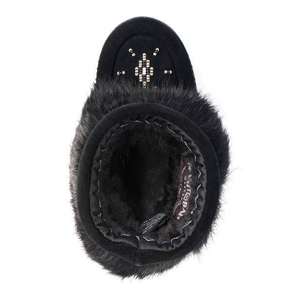 Manitobah Kids Snowy Owlet Suede Mukluk Black