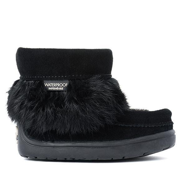 Manitobah Kids Snowy Owlet Suede Mukluk Black
