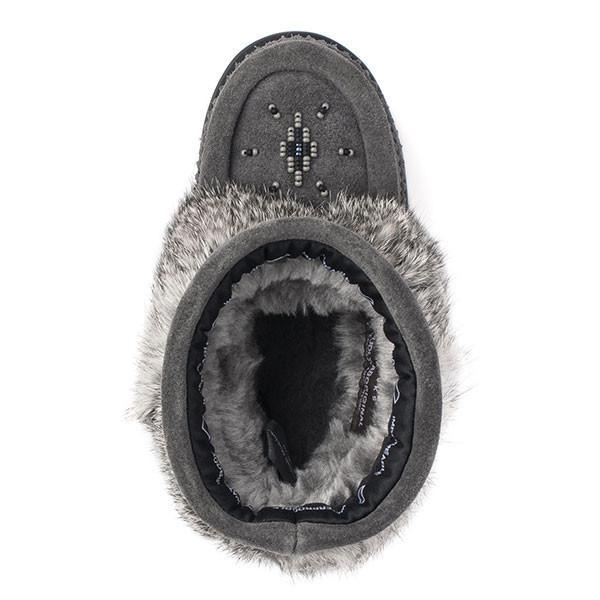 Manitobah Kids Snowy Owlet Suede Mukluk Charcoal