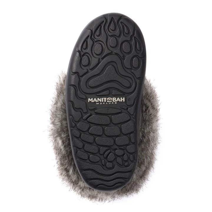 Manitobah Kids Snowy Owlet Suede Mukluk Charcoal
