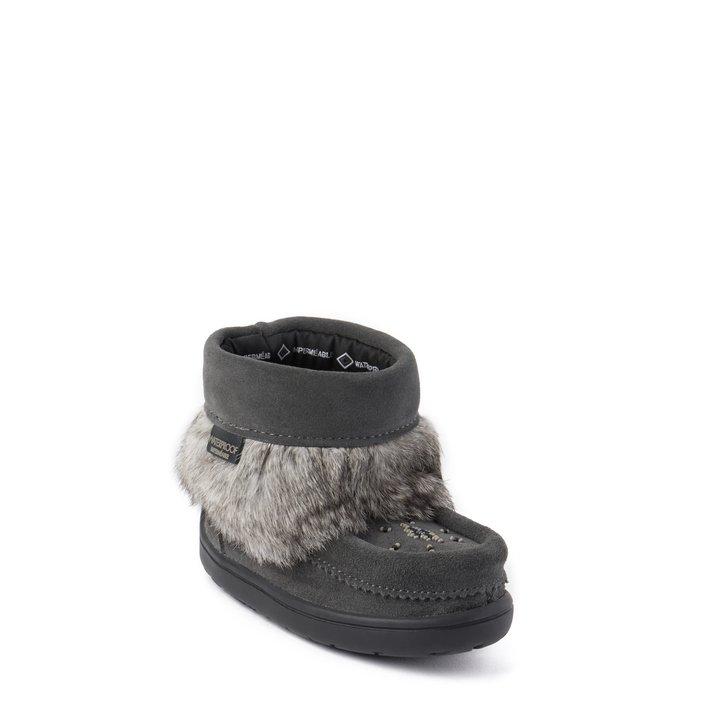 Manitobah Kids Snowy Owlet Suede Mukluk Charcoal
