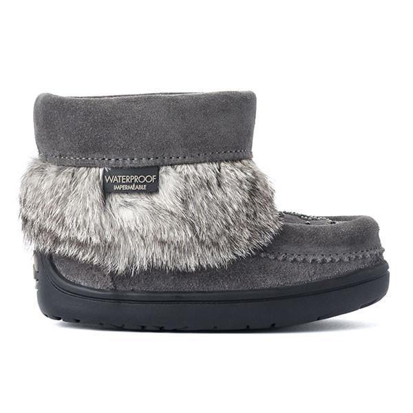 Manitobah Kids Snowy Owlet Suede Mukluk Charcoal