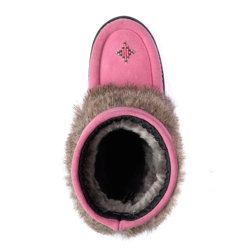 Manitobah Kids Snowy Owlet Suede Mukluk Wild Rose