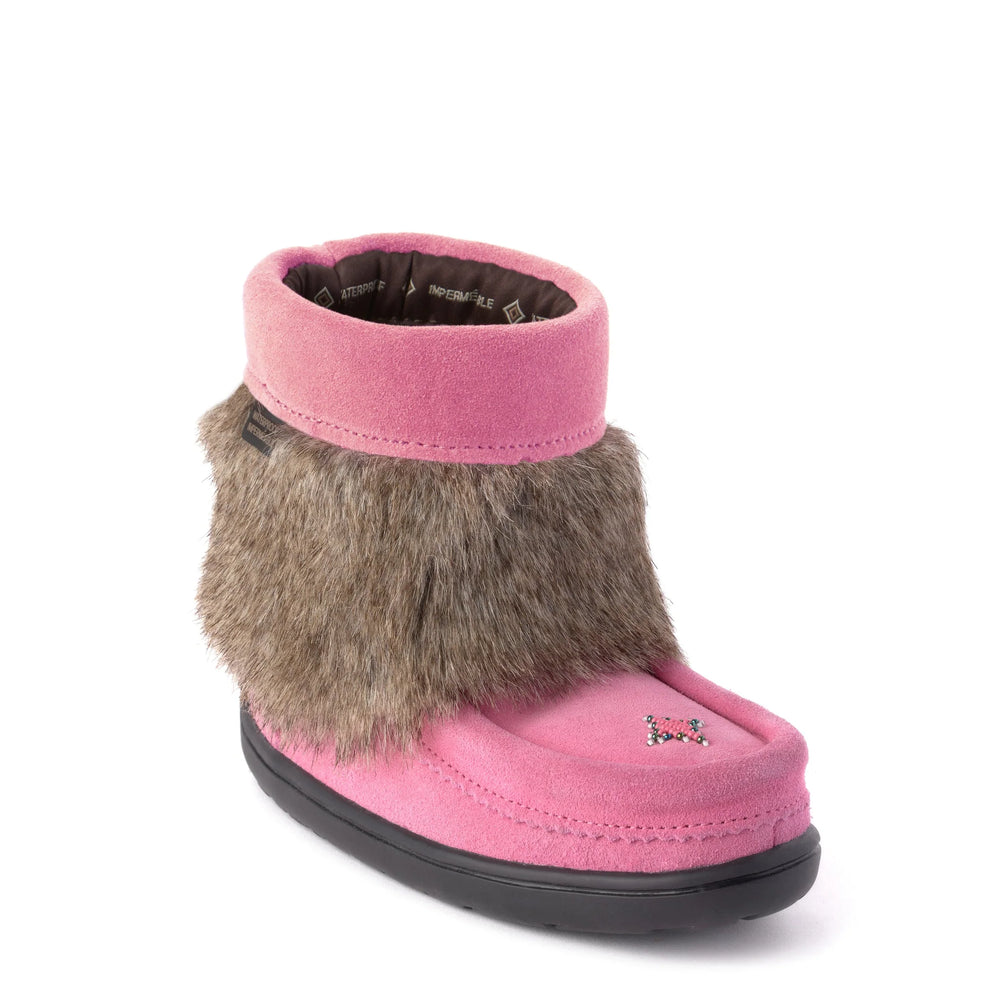 Manitobah Kids Snowy Owlet Suede Mukluk Wild Rose