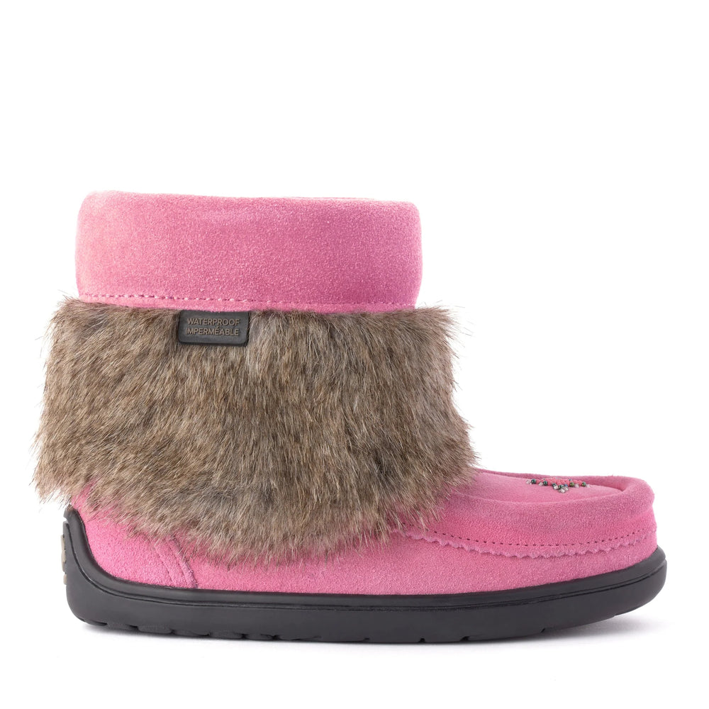 Manitobah Kids Snowy Owlet Suede Mukluk Wild Rose