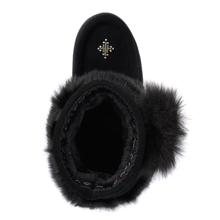 Manitobah Kids Snowy Owlet Suede Mukluk Black