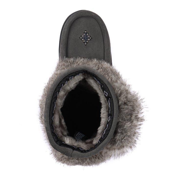 Manitobah Kids Snowy Owlet Suede Mukluk Charcoal