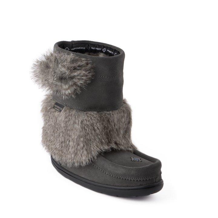 Manitobah Kids Snowy Owlet Suede Mukluk Charcoal