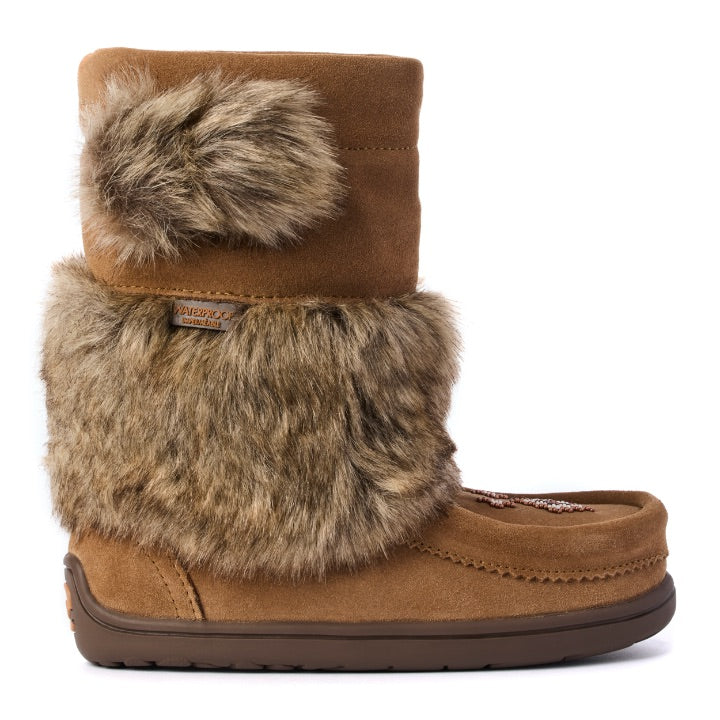 Manitobah Kids Snowy Owlet Suede Mukluk Oak