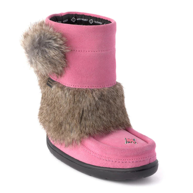 Manitobah Kids Snowy Owlet Suede Mukluk Wild Rose
