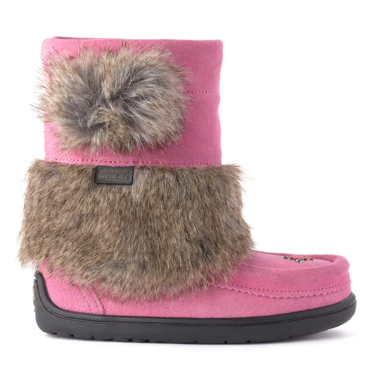 Manitobah Kids Snowy Owlet Suede Mukluk Wild Rose