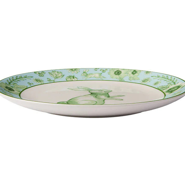 Decorative plate with a rabbit design on a white background