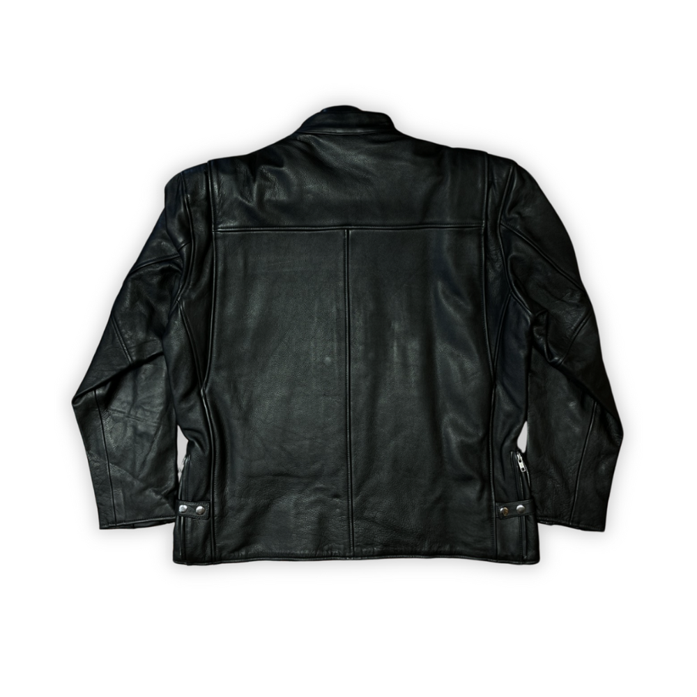 Men's Black Premium Leather Motorcycle Jacket (S-031)