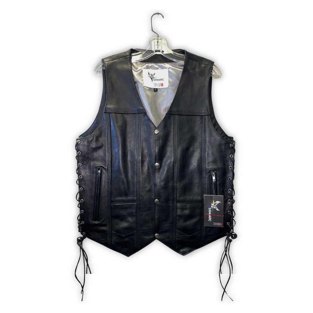 Men's Plain Black Vest With Tassel (S-1896)