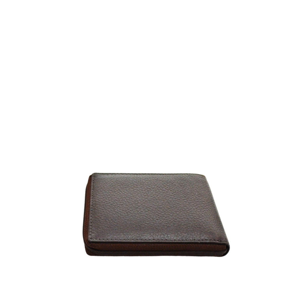 100% Indian Leather Mens Brown Wallet Zippered (S-504)