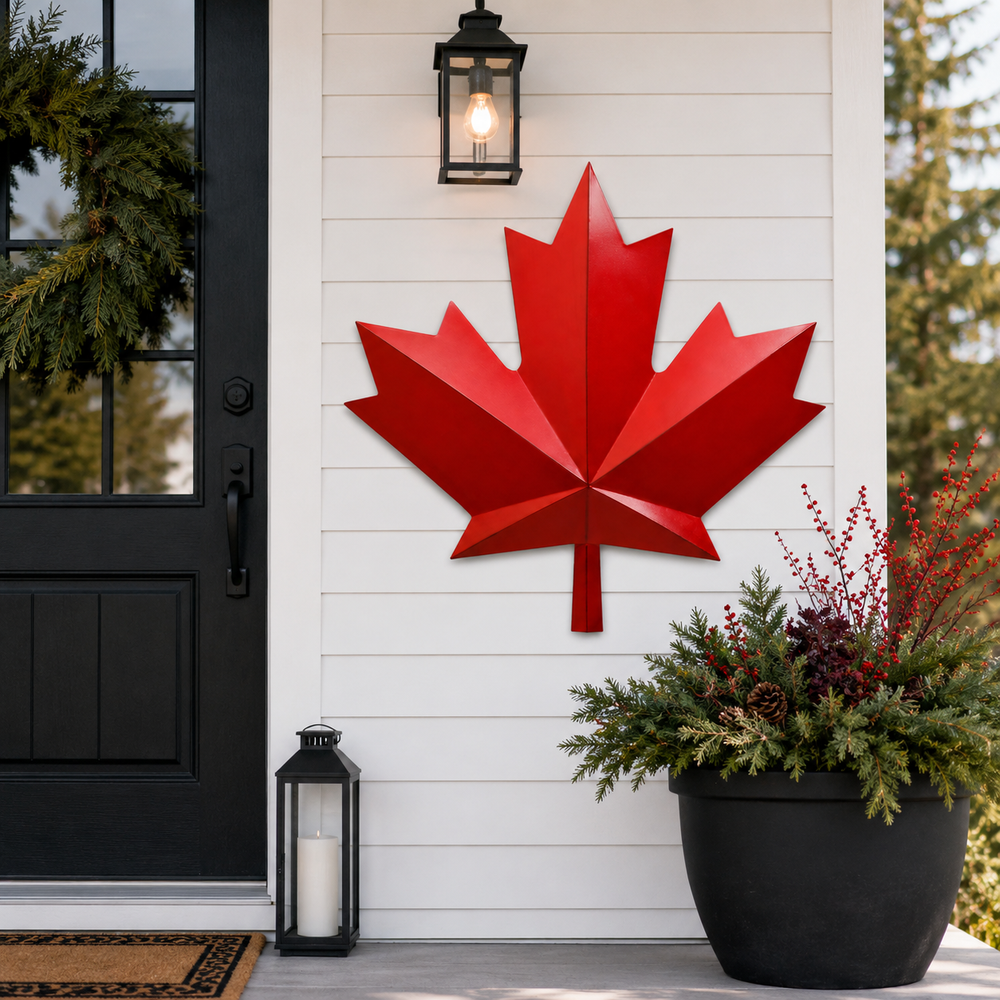Metal Red Canada Maple Leaf Wall Decor 31"