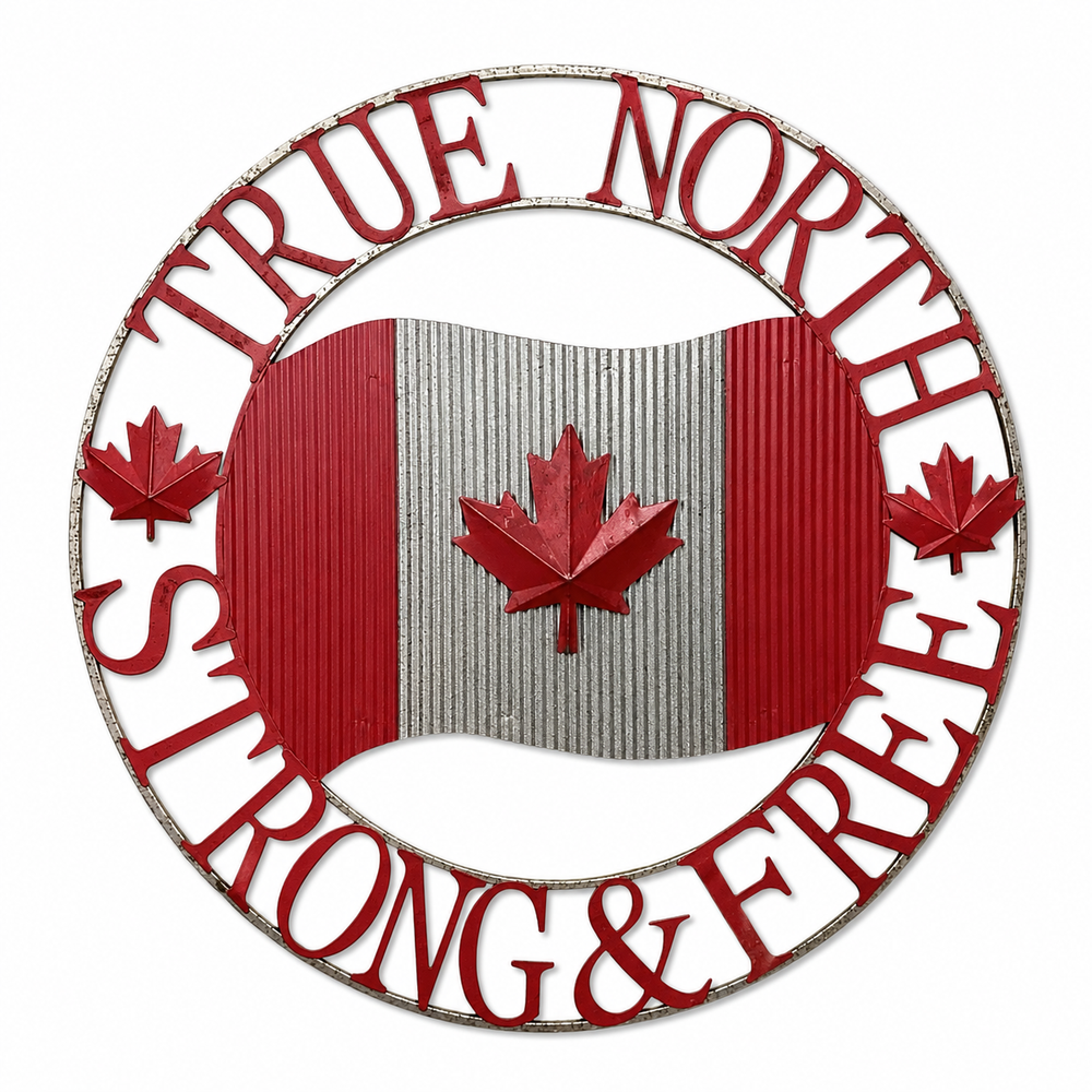 Metal True North Strong & Free Wall Decor 28"