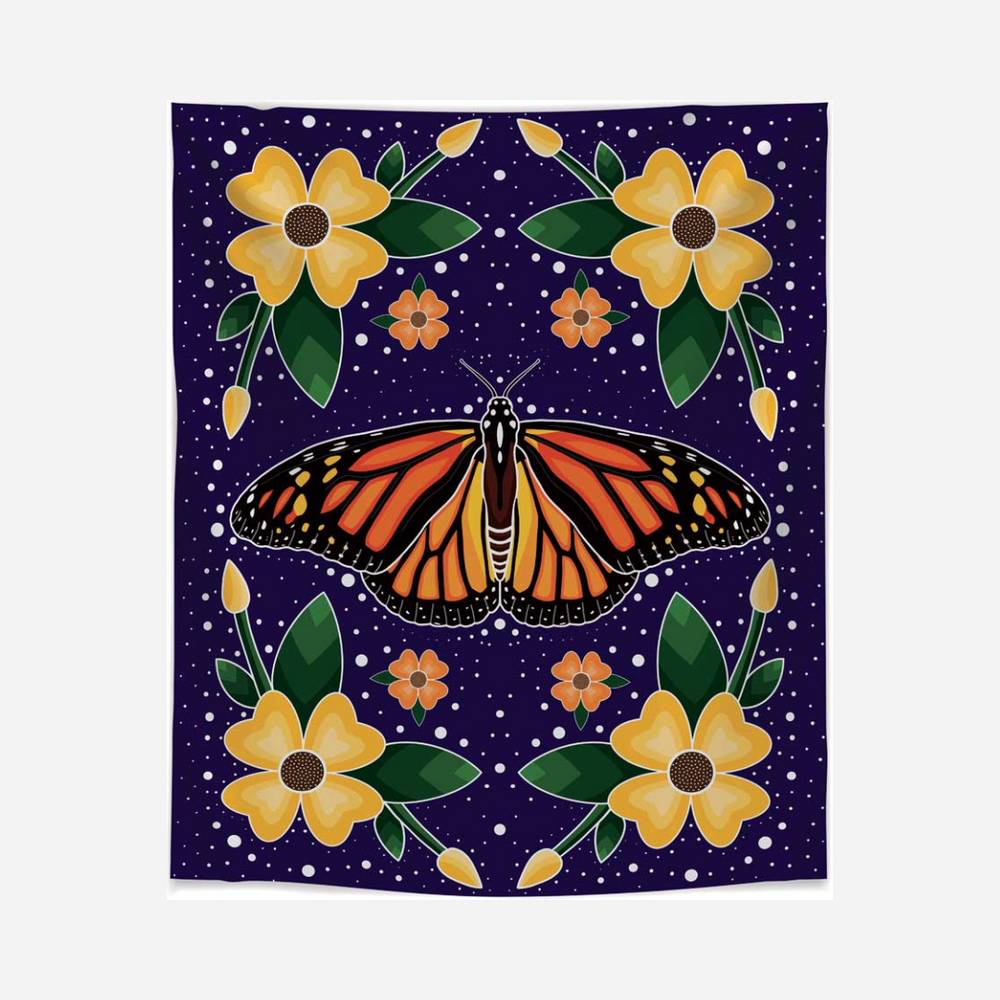 Indigenous Art Blanket - Monarch Butterfly