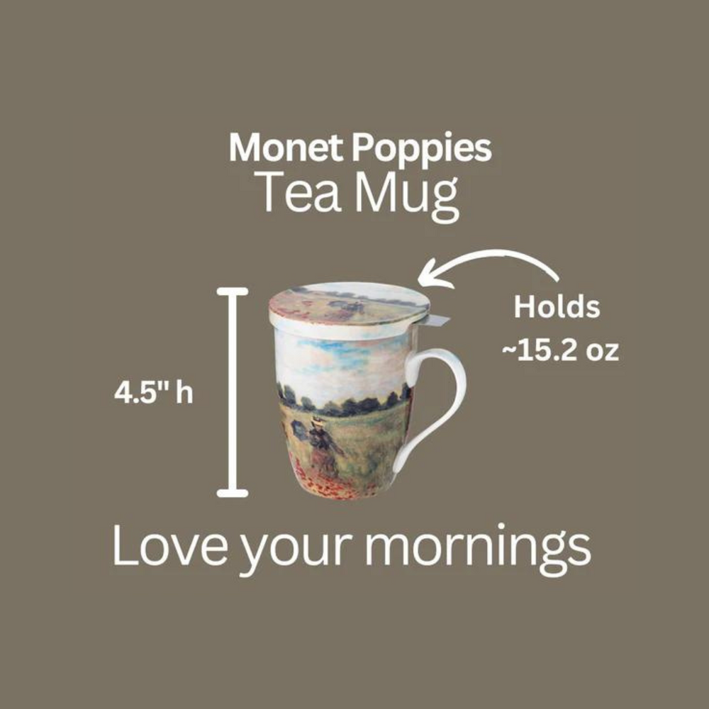 Monet Poppies Tea Mug with Lid