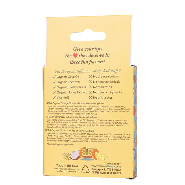 Naked Bee Organic Lip Balm Trio