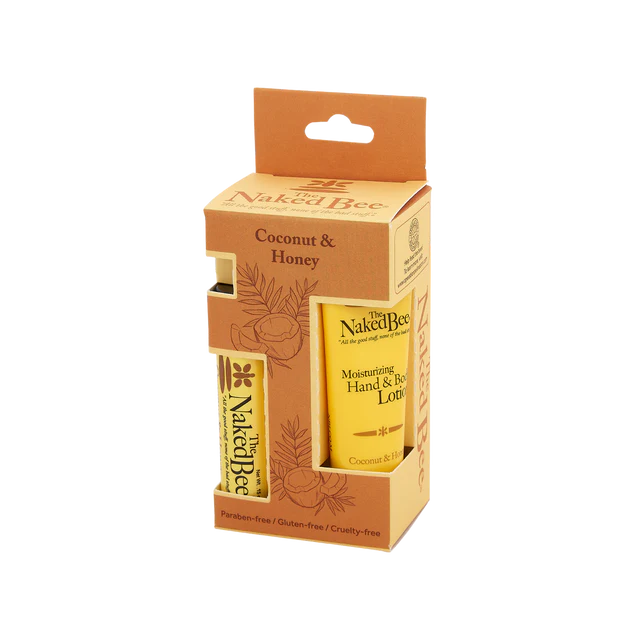 Naked Bee Coconut & Honey hand and body lotion packaging on a white background