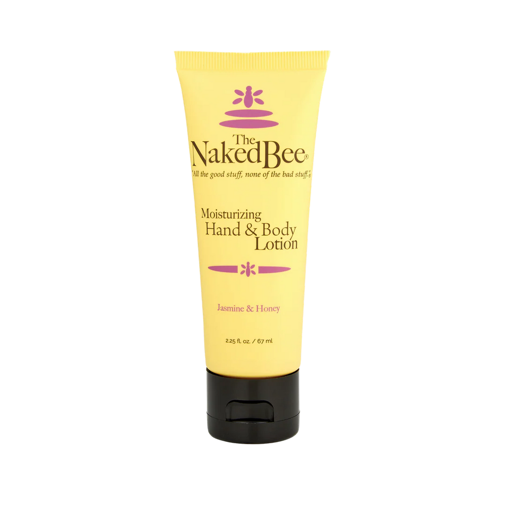 Naked Bee moisturizing hand and body lotion tube on a white background