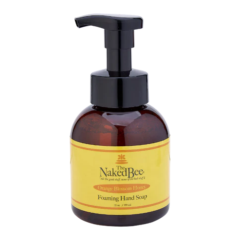 A pump bottle of The Naked Bee Orange Blossom Honey Foaming Hand Soap.