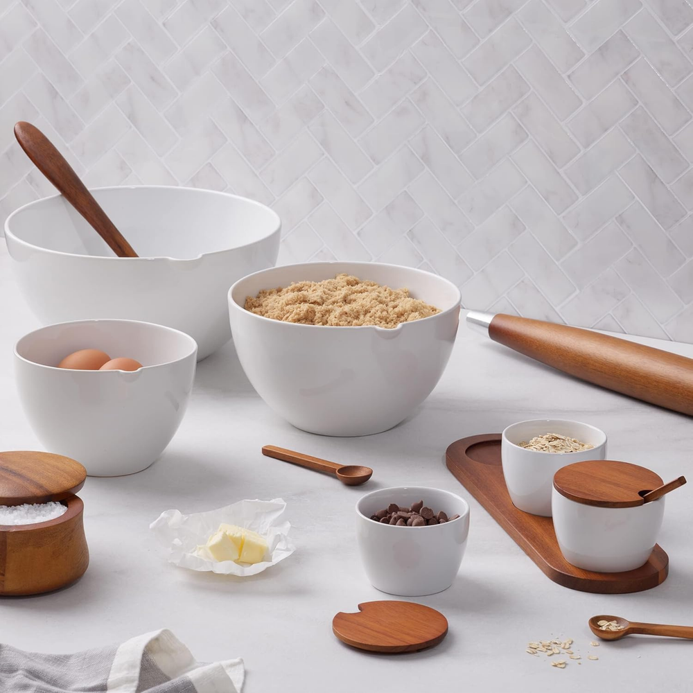 Nambé Duets Triple Condiment Server w/ Lids & Spoons