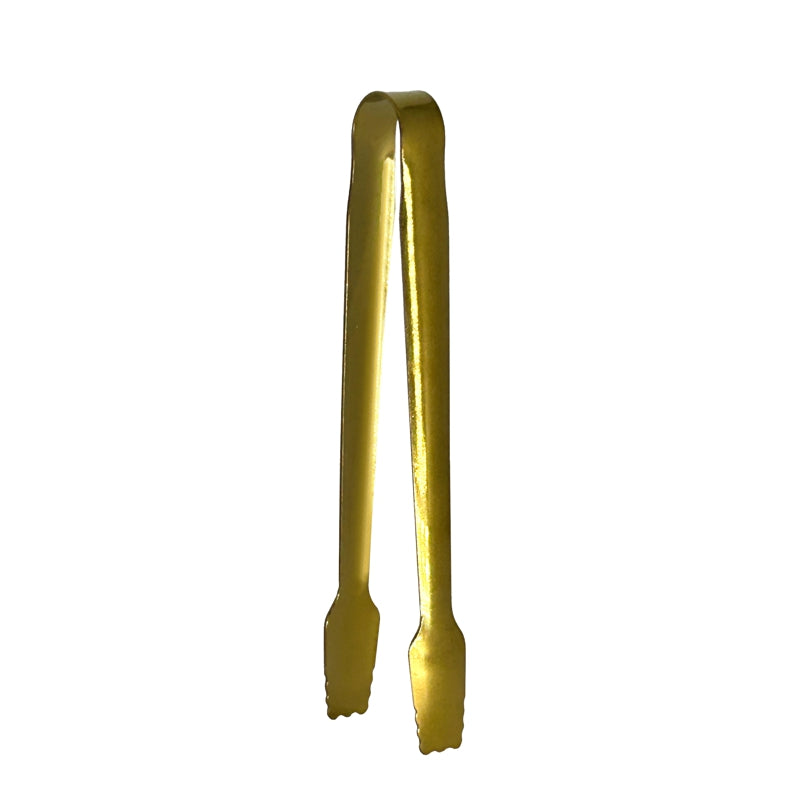 Gold-colored tongs on a white background