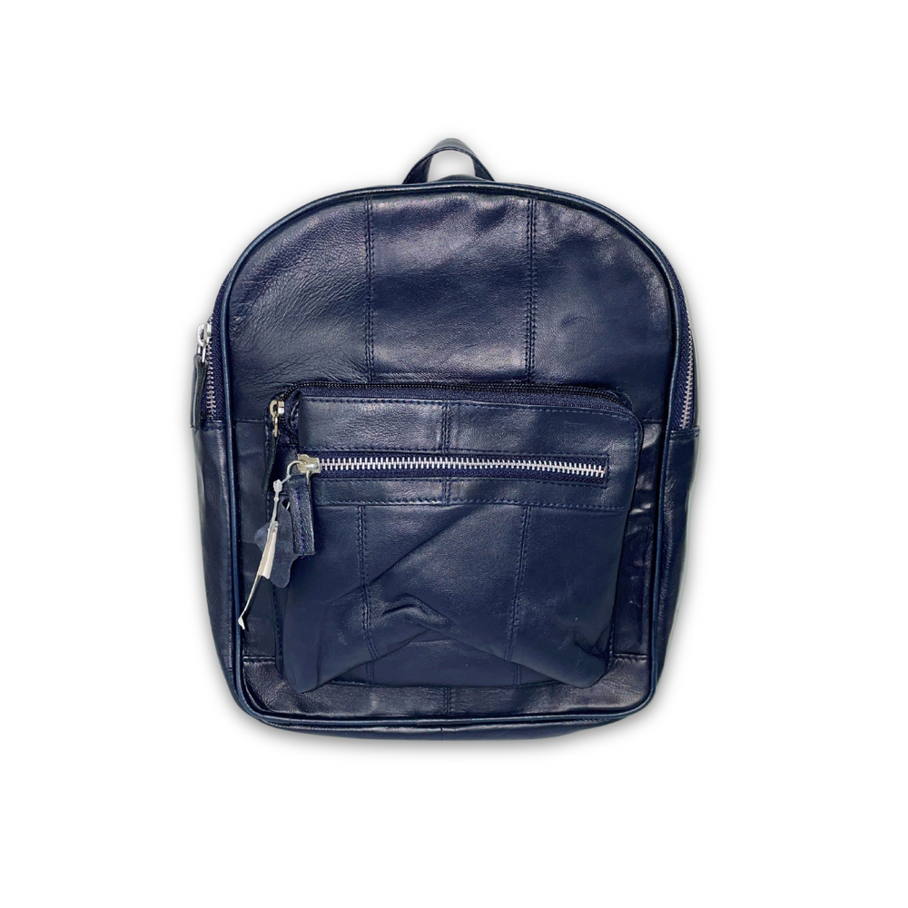 100% Indian Soft Leather Navy Backpack (BG-01)