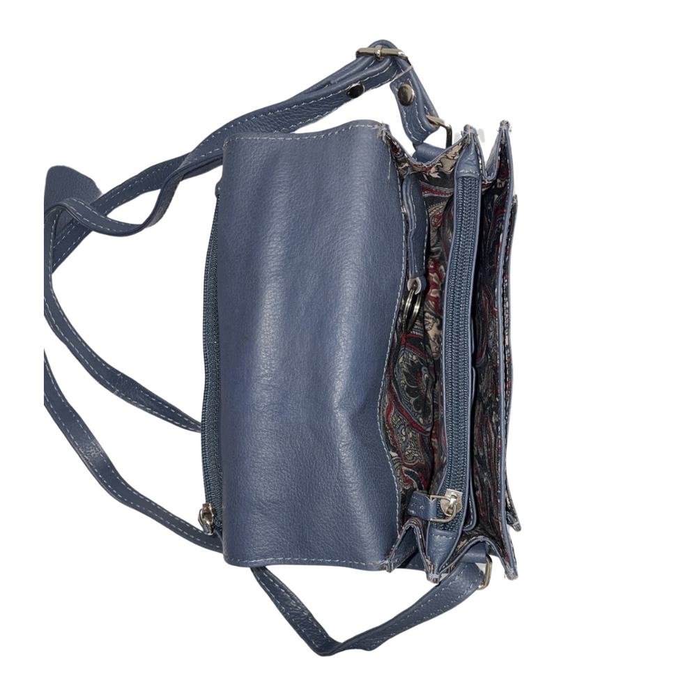 100% Indian Leather Navy Crossbody Organizer (S-1644)