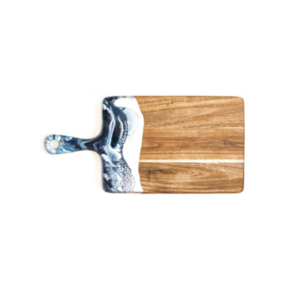 Lynn & Liana Navy Metallic-Acacia Cheese Board Medium (8" x 16")