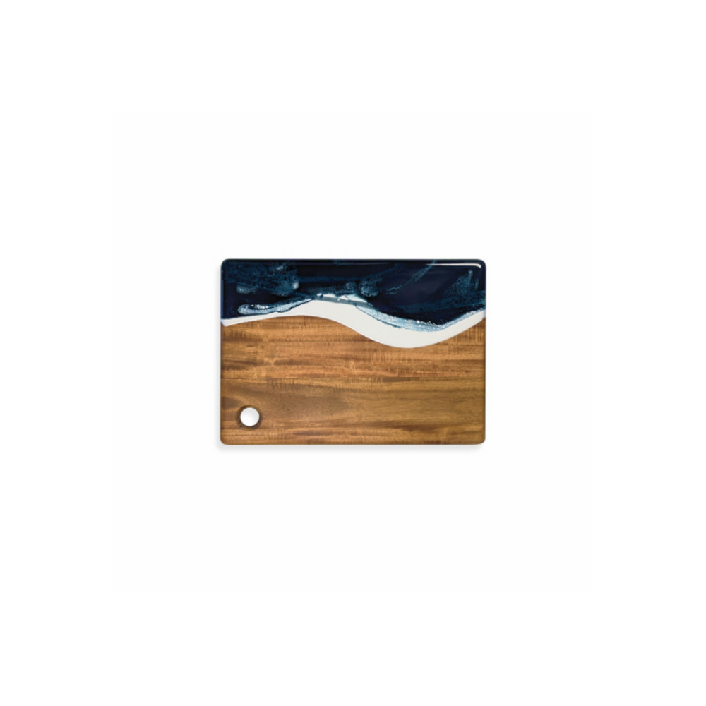 Lynn & Liana Navy Metallic-Acacia Cheese Board Small (8" x 11")